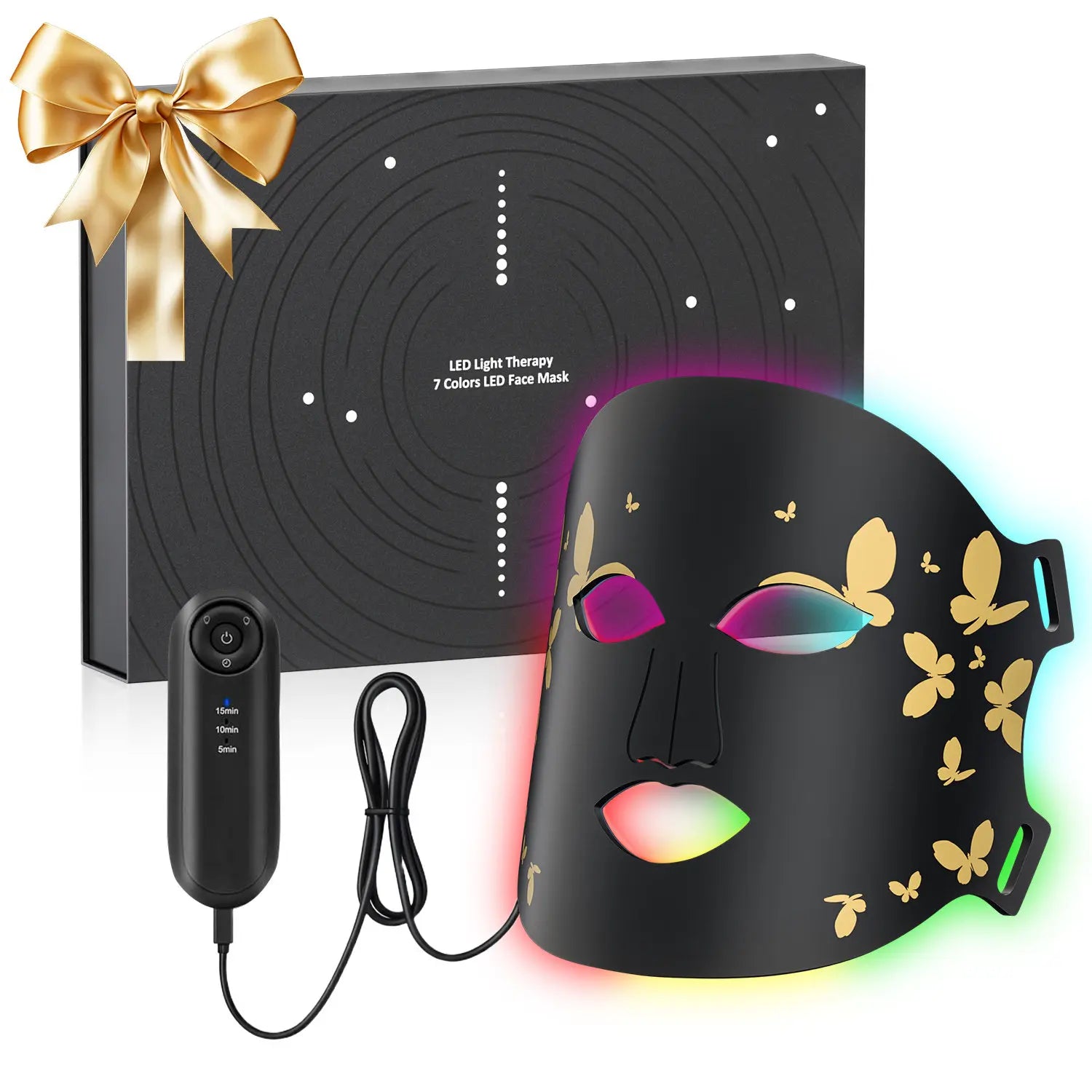 SHMHE Red Light Therapy, 7 Color LED Light Face Mask, Photon Skin Rejuvenation For Daily Care, Cordless, Rechargeable, Ideal Gift For Women, Summer Gift Skincare Facial