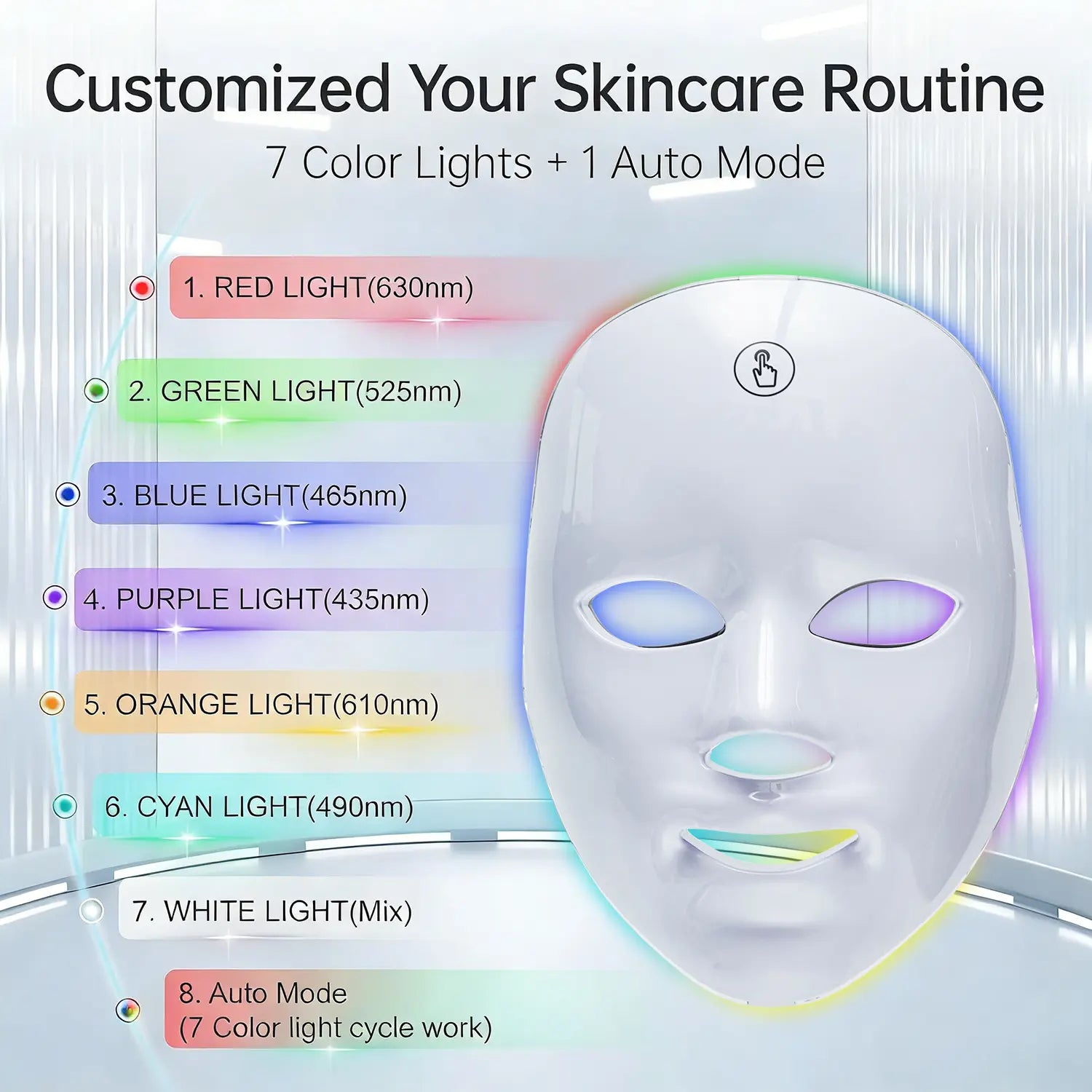 SHMHE Red Light Therapy, 7 Color LED Light Face Mask, Photon Skin Rejuvenation For Daily Care, Cordless, Rechargeable, Ideal Gift For Women, Summer Gift Skincare Facial