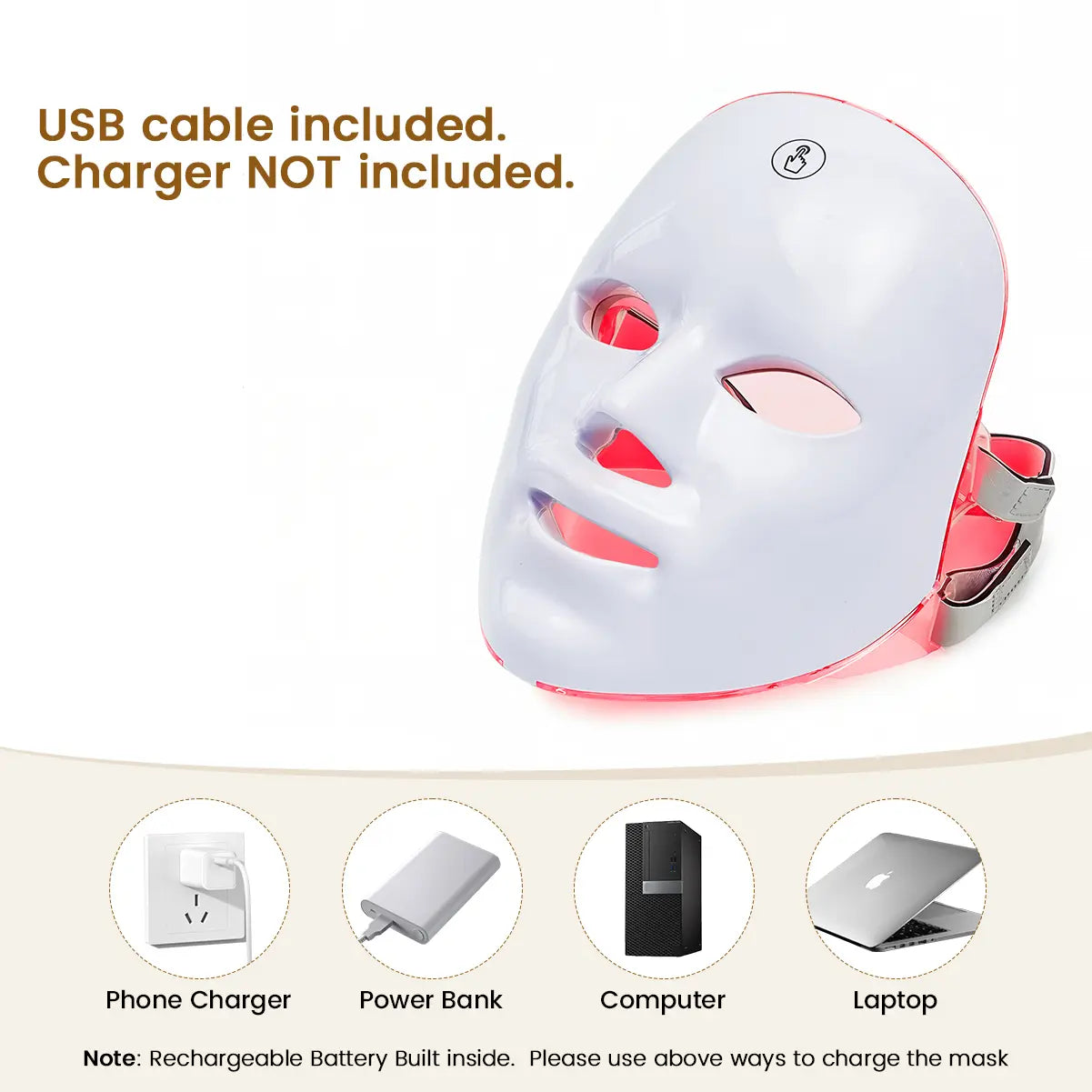 SHMHE Red Light Therapy, 7 Color LED Light Face Mask, Photon Skin Rejuvenation For Daily Care, Cordless, Rechargeable, Ideal Gift For Women, Summer Gift Skincare Facial