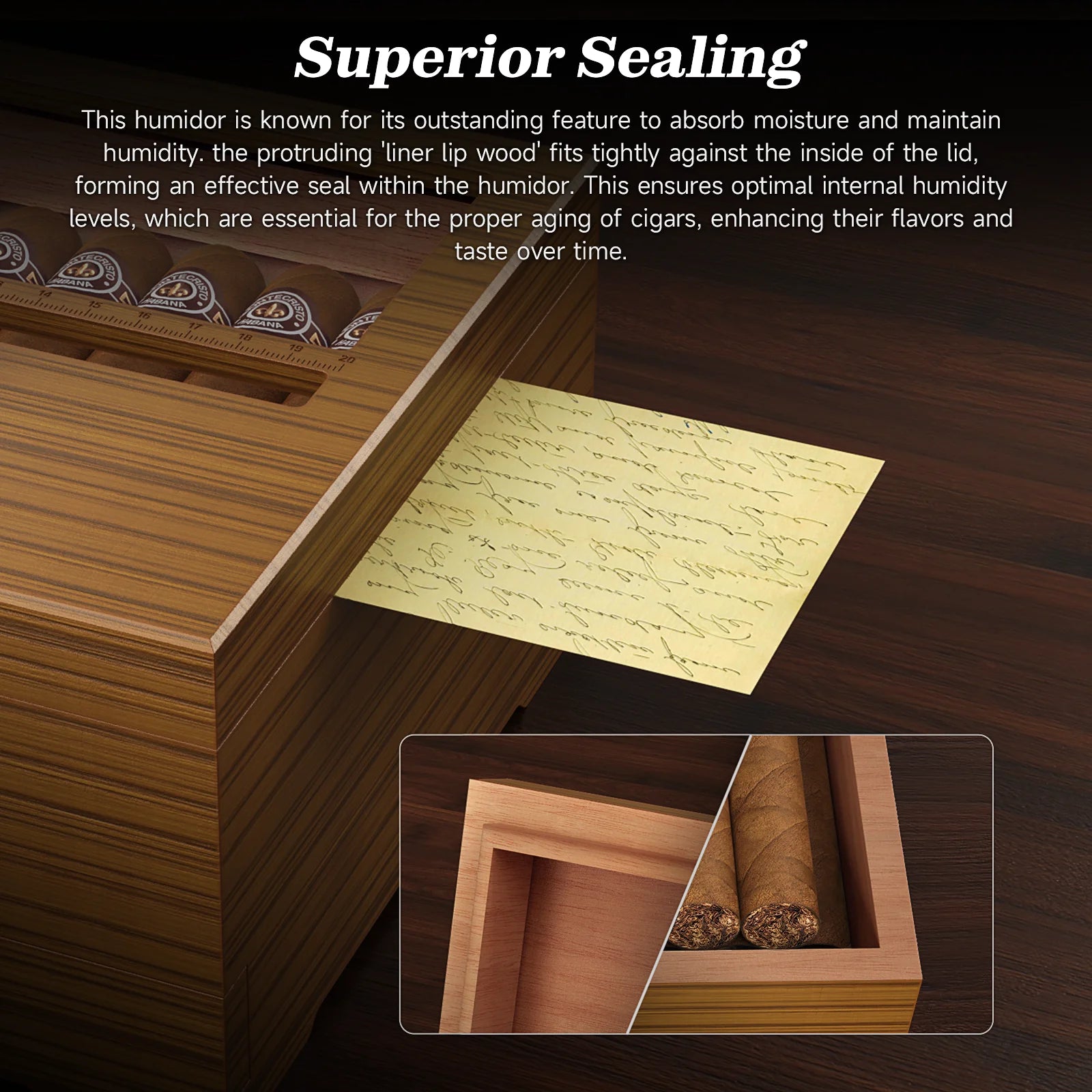 Premium Cedar Wood Cigar Humidor with Digital Hygrometer