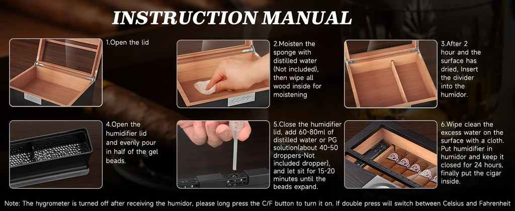 Premium Cedar Wood Cigar Humidor with Digital Hygrometer