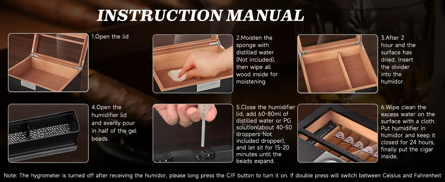Premium Cedar Wood Cigar Humidor with Digital Hygrometer