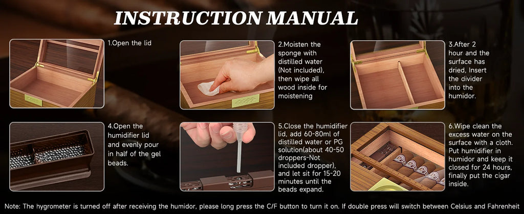 Premium Cedar Wood Cigar Humidor with Digital Hygrometer