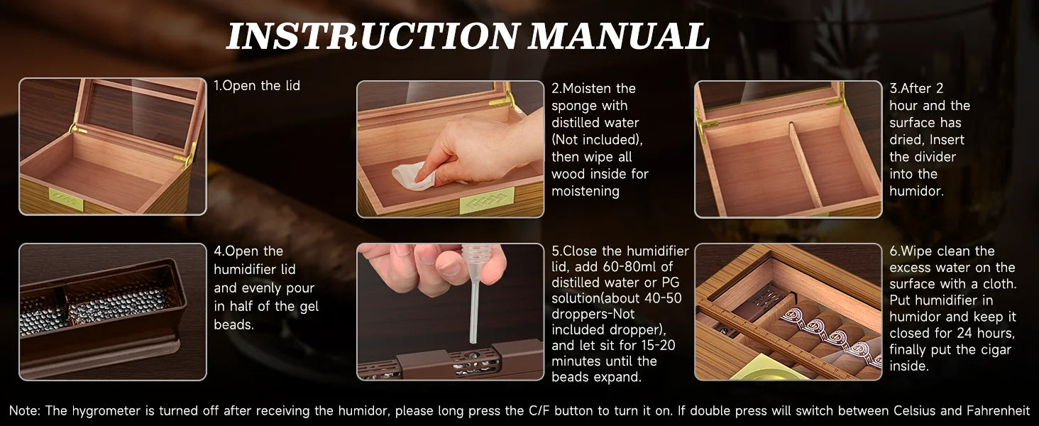 Premium Cedar Wood Cigar Humidor with Digital Hygrometer