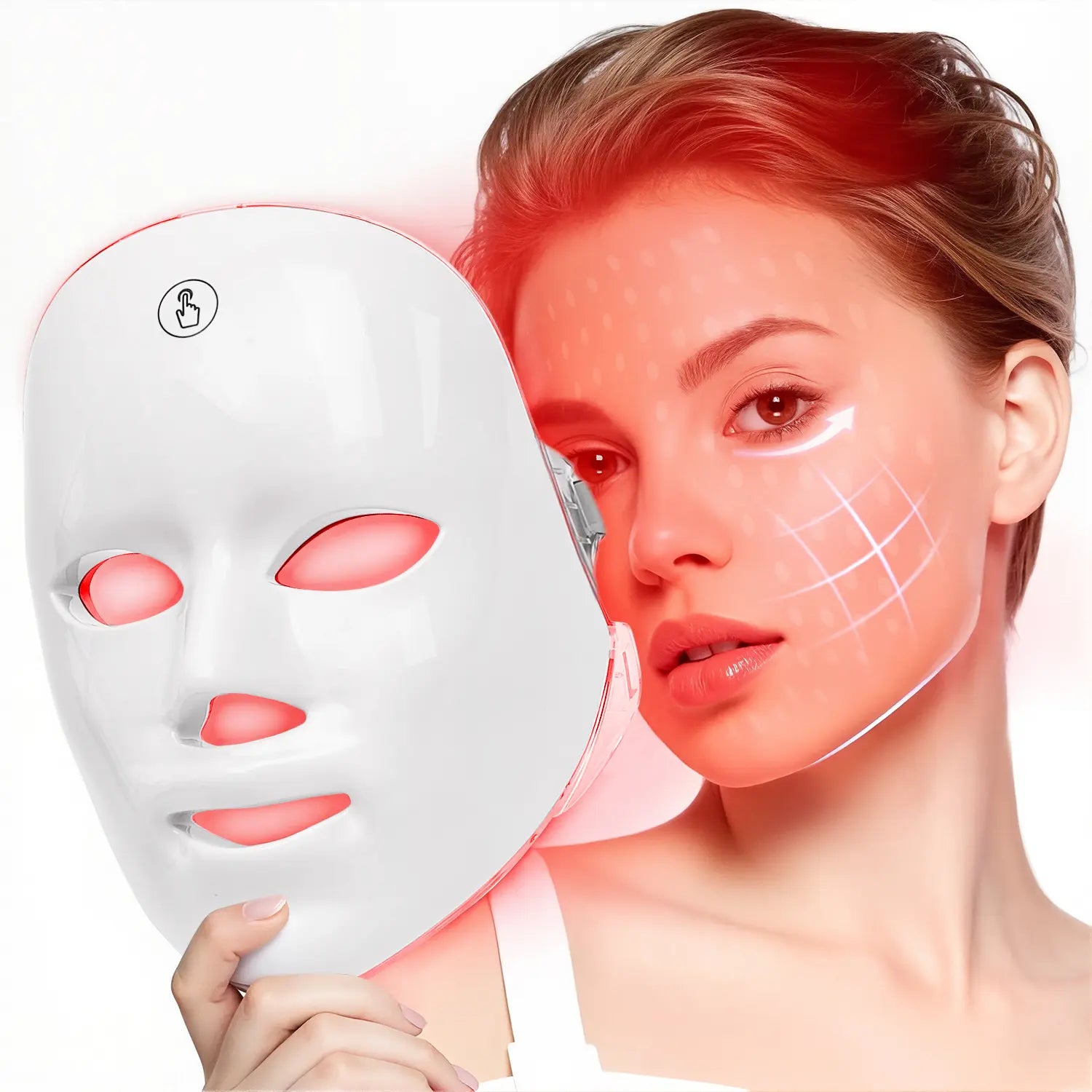 SHMHE Red Light Therapy, 7 Color LED Light Face Mask, Photon Skin Rejuvenation For Daily Care, Cordless, Rechargeable, Ideal Gift For Women, Summer Gift Skincare Facial