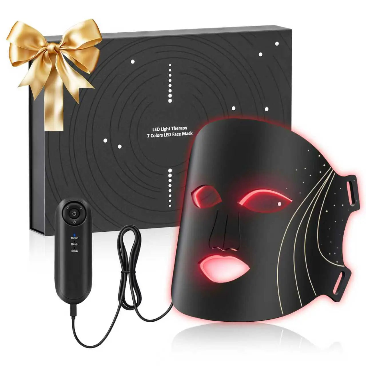 SHMHE Red Light Therapy, 7 Color LED Light Face Mask, Photon Skin Rejuvenation For Daily Care, Cordless, Rechargeable, Ideal Gift For Women, Summer Gift Skincare Facial