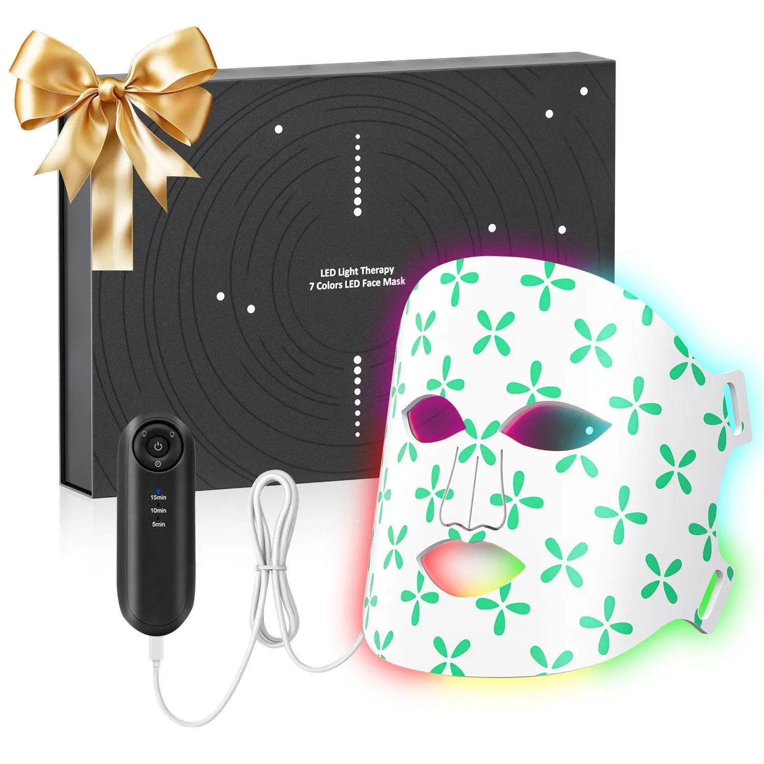 SHMHE Red Light Therapy, 7 Color LED Light Face Mask, Photon Skin Rejuvenation For Daily Care, Cordless, Rechargeable, Ideal Gift For Women, Summer Gift Skincare Facial