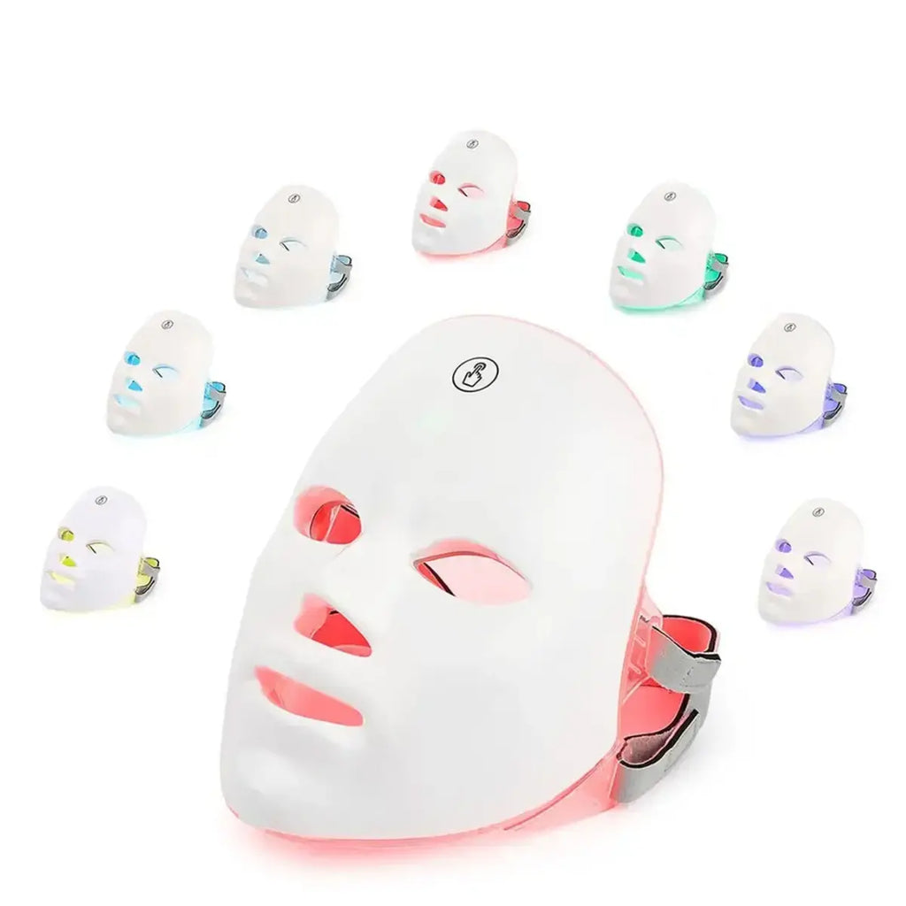 SHMHE Red Light Therapy, 7 Color LED Light Face Mask, Photon Skin Rejuvenation For Daily Care, Cordless, Rechargeable, Ideal Gift For Women, Summer Gift Skincare Facial